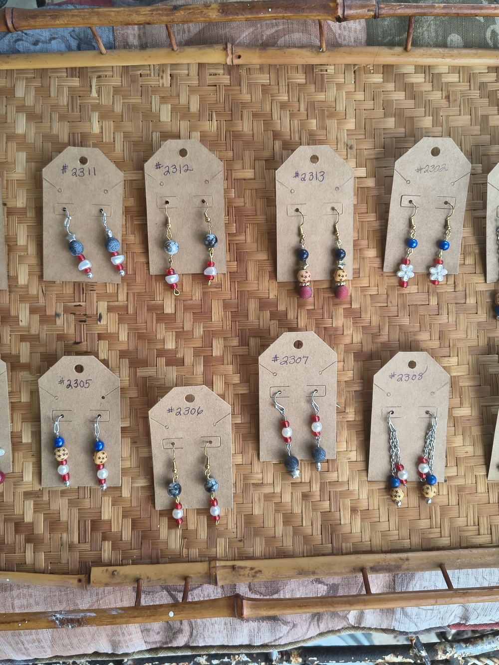 4th of July Handcrafted Red, White & Blue Beaded Dangle Earrings